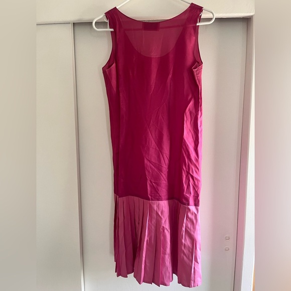 Vintage Maggy London Jeannene Booher Dress sz 2 Petite Pink Drop Waist 100% Silk - Picture 2 of 7